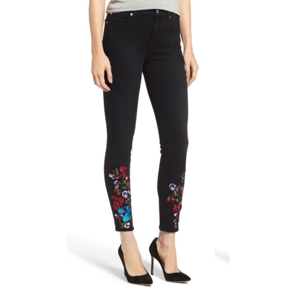 7 For All Mankind Embroidered Ankle Skinny Jeans